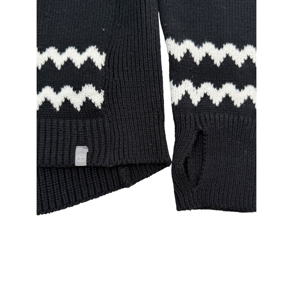 T by Talbots Womens Black Snowflake Fair Isle Mock Neck Zip Sweater Size S - Picture 11 of 14